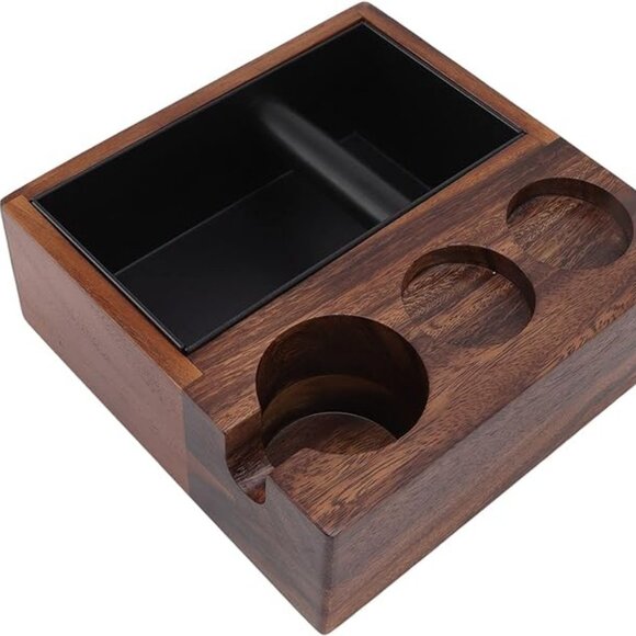 Walnut Knockbox and Tamping station for espresso - Picture 2 of 11